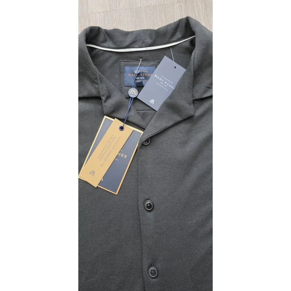 Marc Asher Polo Shirt Small Black Modal Blend Button Front NWT - Picture 3 of 10